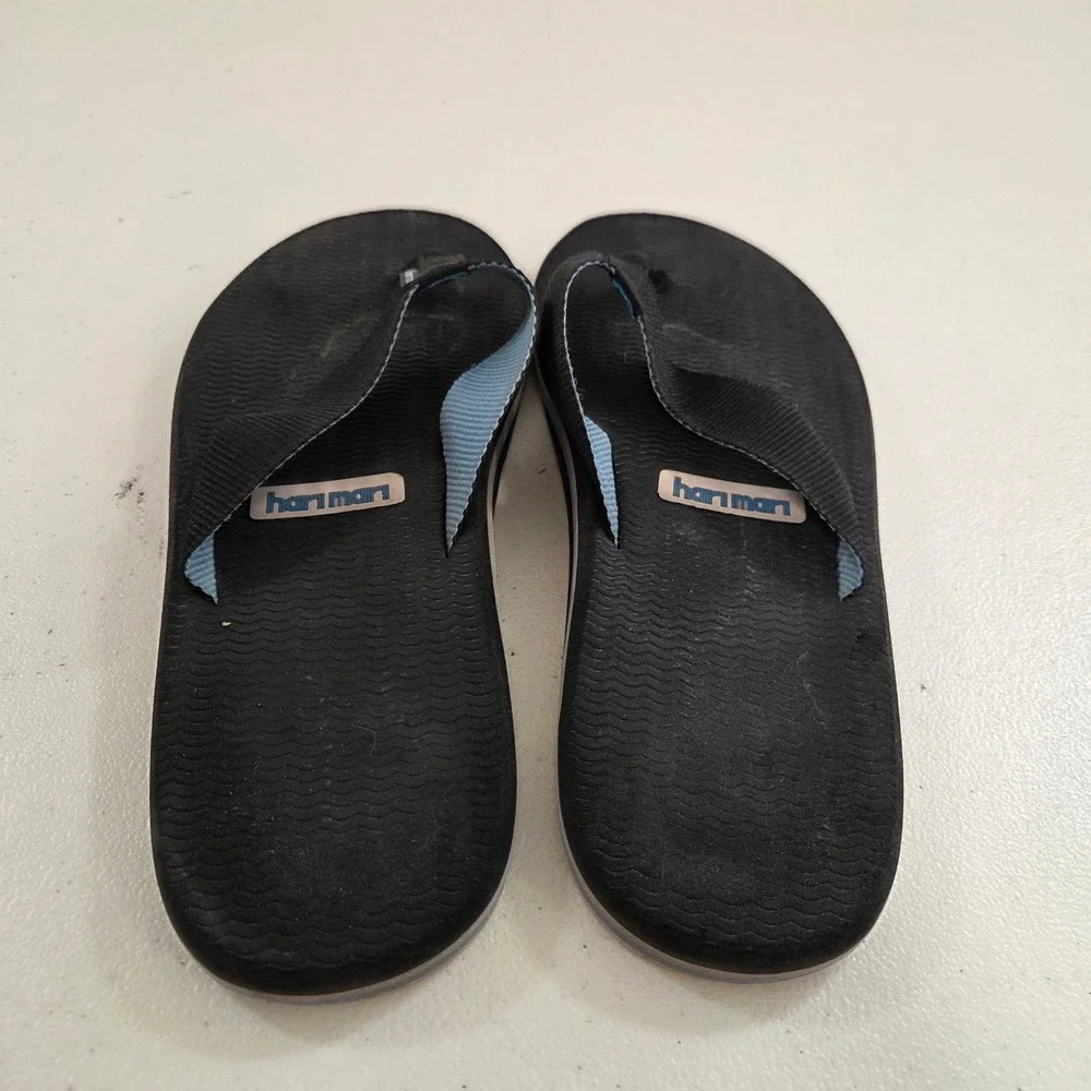 Hari Mari Mens Dunes Flip Flop Sandals Black Light Blue Size 10 Casual Beach‎